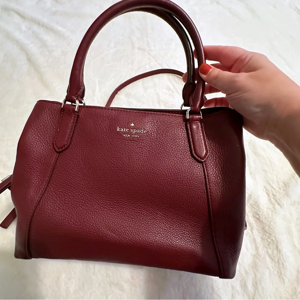 Kate Spade ♠️ JACKSON MEDIUM TRIPLE COMPARTMENT SATCHEL & MATCHING WALLET berry - Picture 7 of 15
